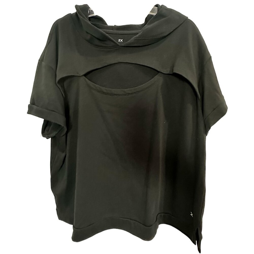 Xersion Short Sleeve Pullover Hoody with open Chest 2XL